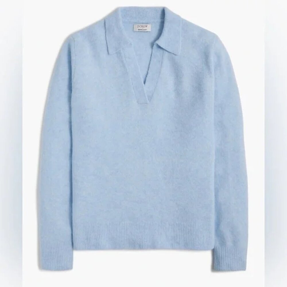 J.Crew Factory Light Blue Long Sleeve Collared Sweater Polo Extra Soft Yarn XS